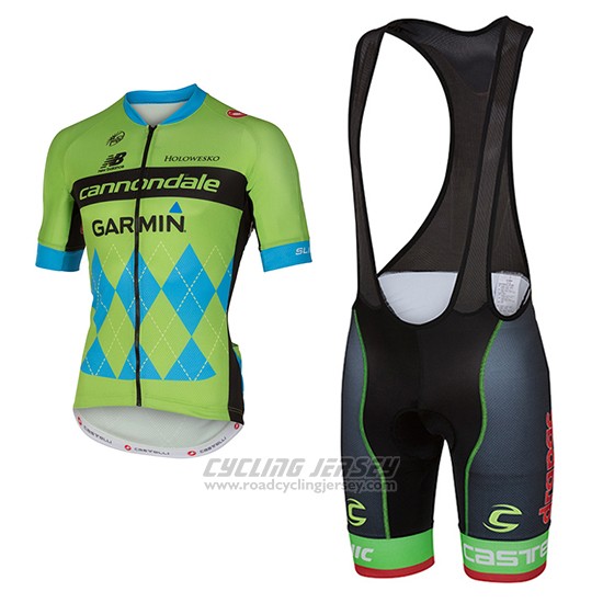 2017 Cycling Jersey Cannondale Green and Blue Short Sleeve and Bib Short